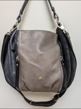 The Trend Italy Genuine Leather Shoulder Bag Tricolor Suede Made in Italy
